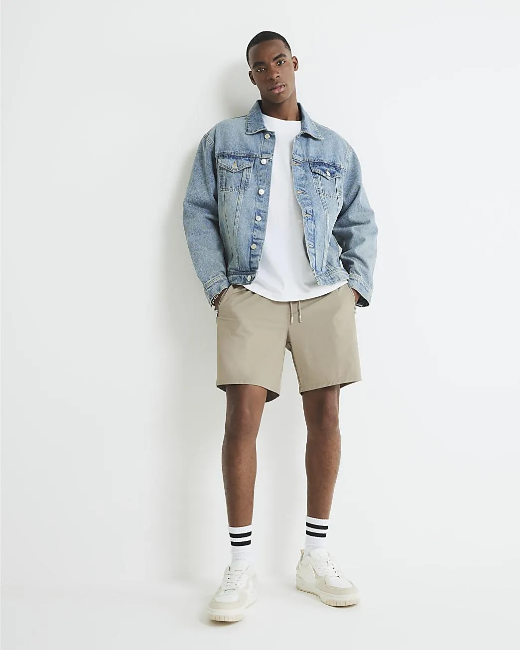 Stone Elasticated Waist Stretch Shorts