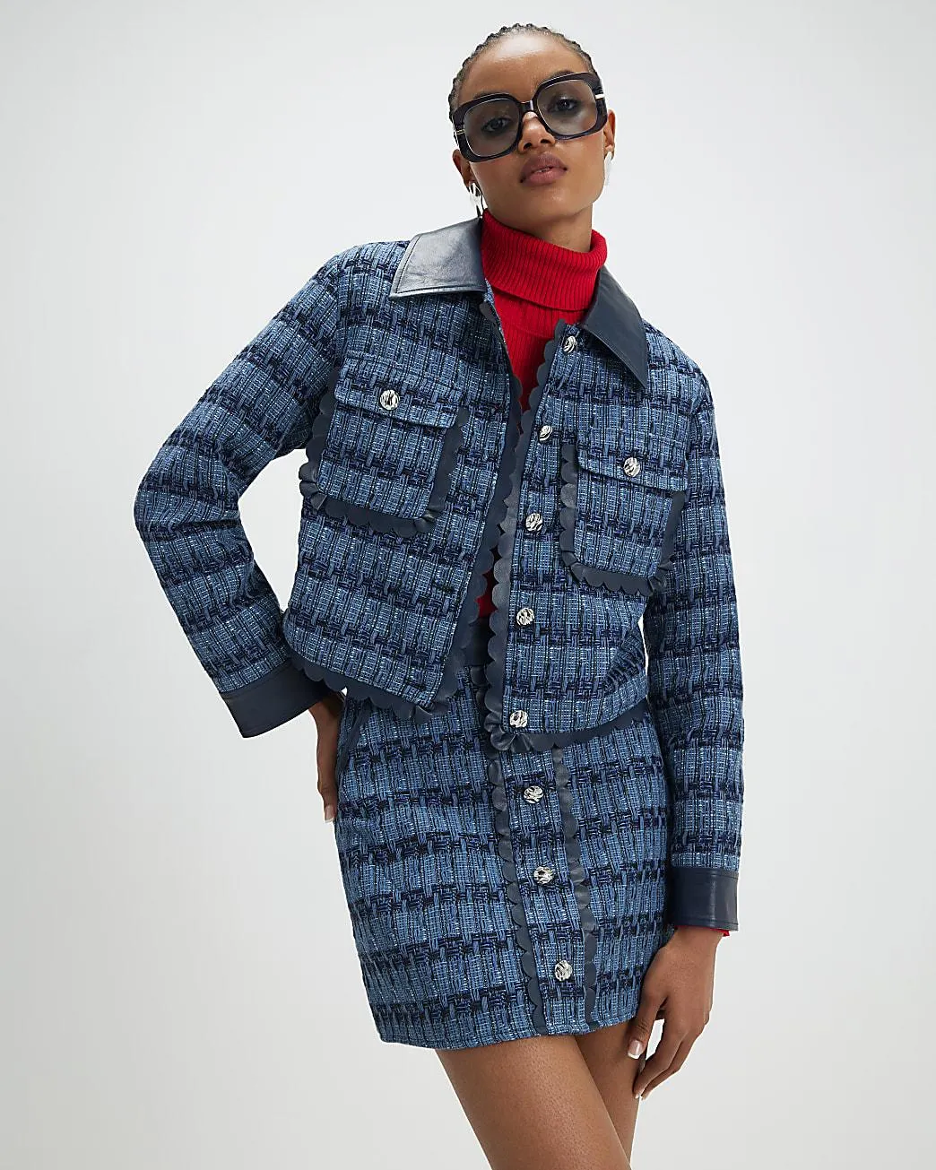 Blue Boucle Scallop Trophy Jacket