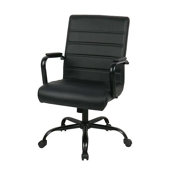 Lowarn Black Faux leather effect Office chair (H)1070mm (W)580mm (D)670mm