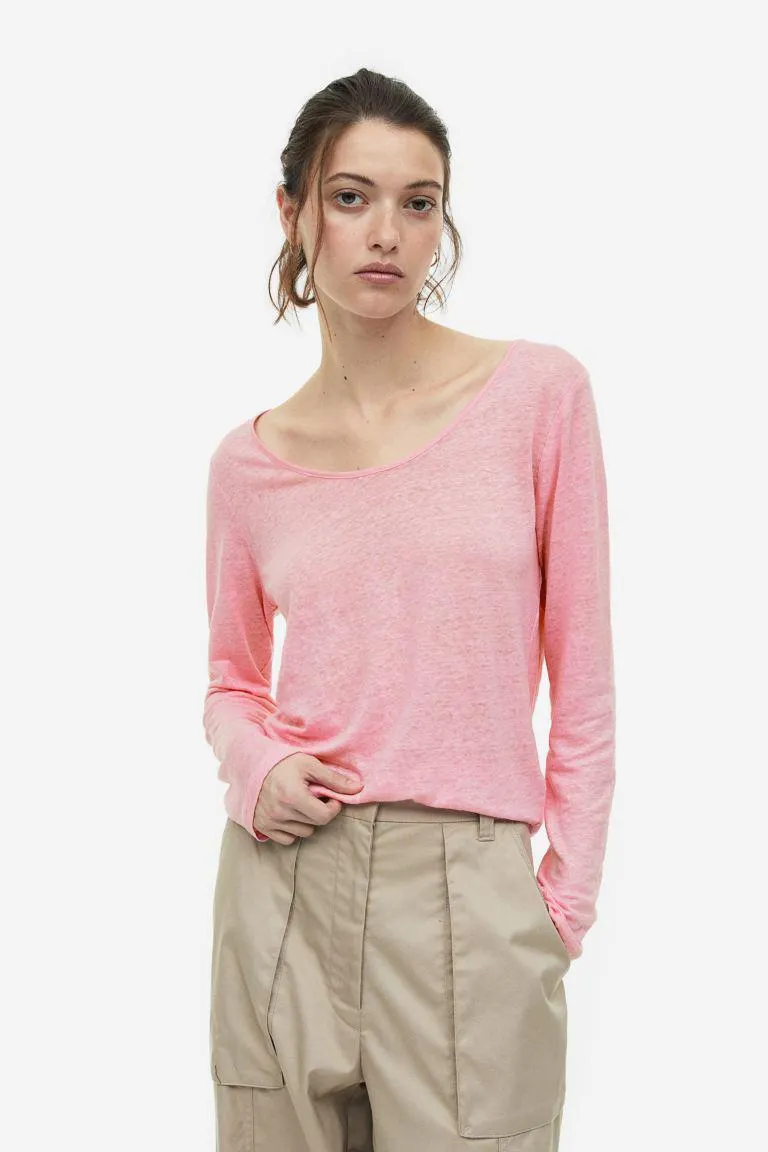 Linen jersey top