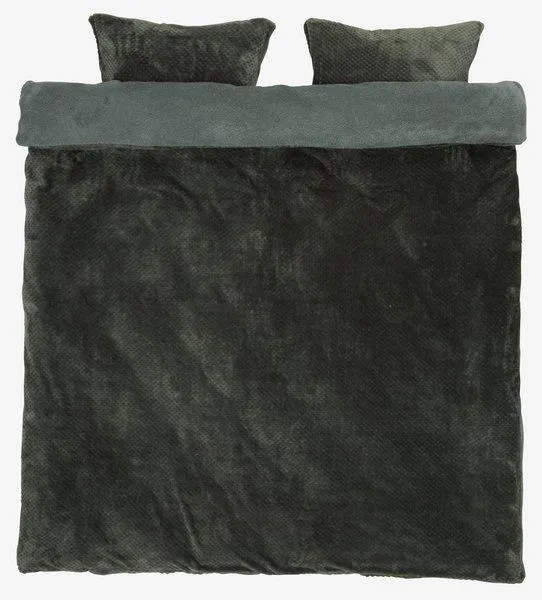 Fleece duvet cover set RIE King anthracite grey