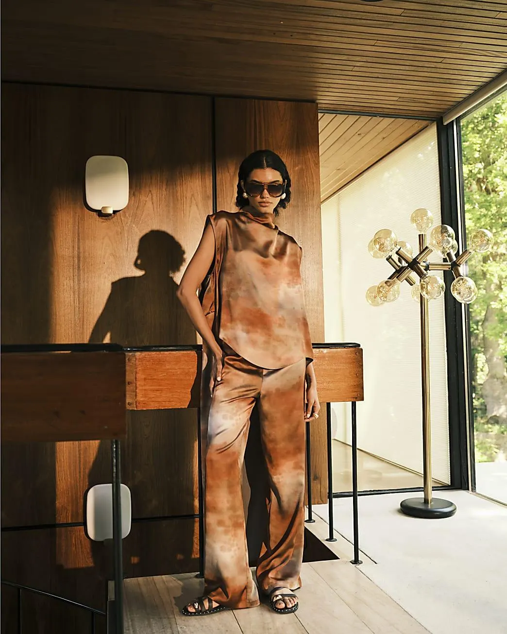 RI Studio Brown Print Wide Leg Trousers