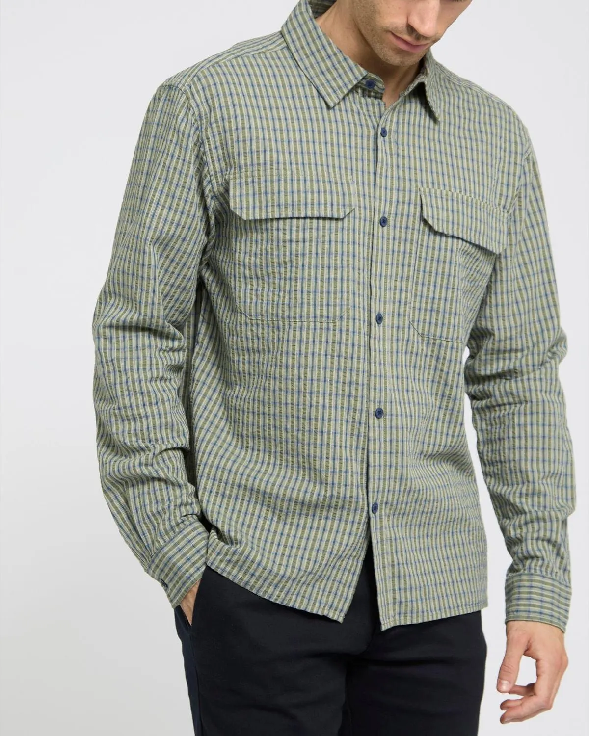 Long Sleeve Textured Check Shirt