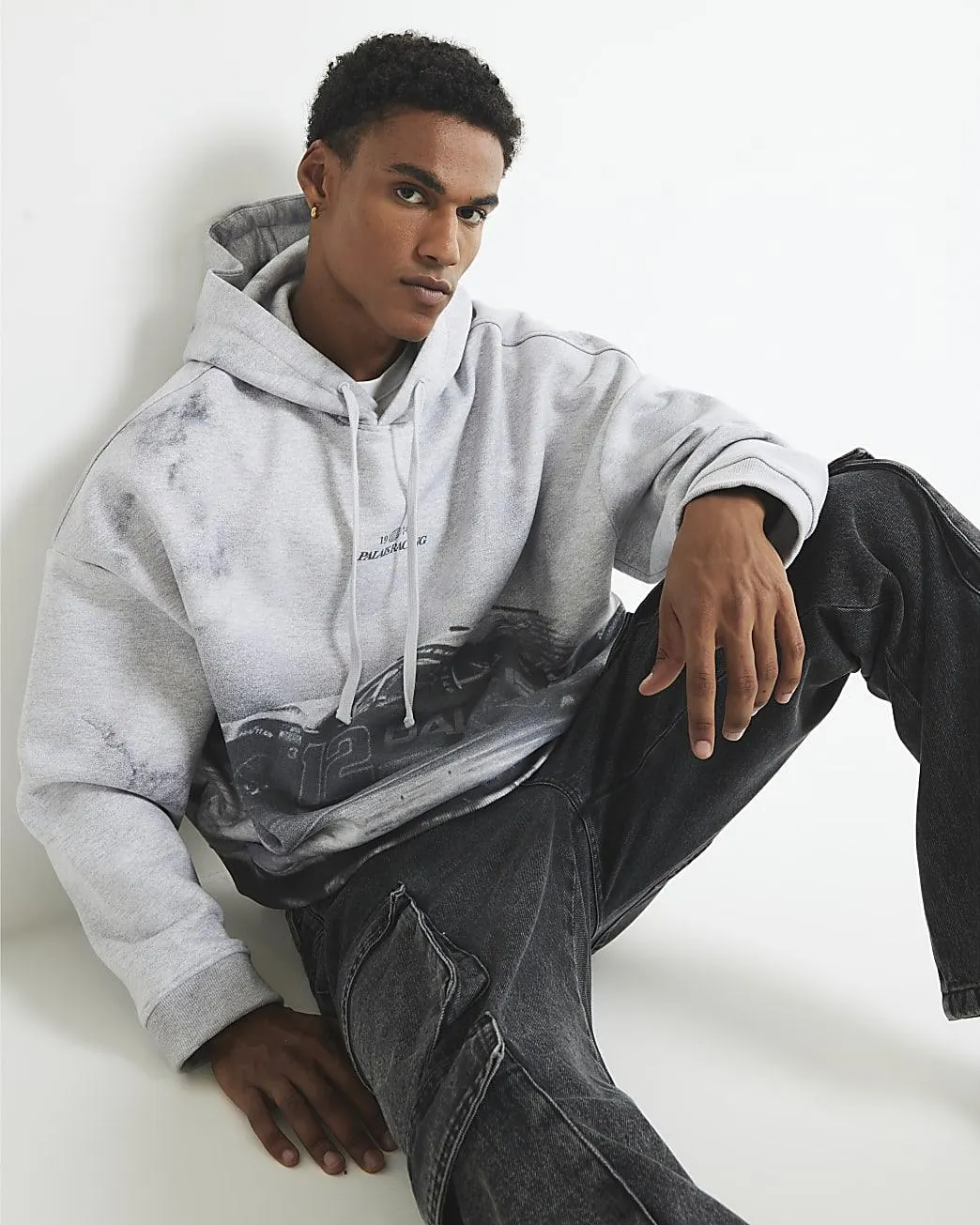 Grey Oversized Fit Palais Racing Hoodie