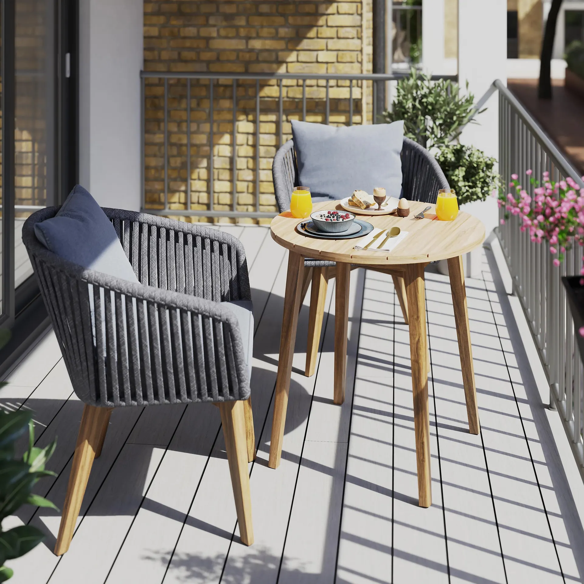 GoodHome Vitello Grey & Natural 2 seater Dining set