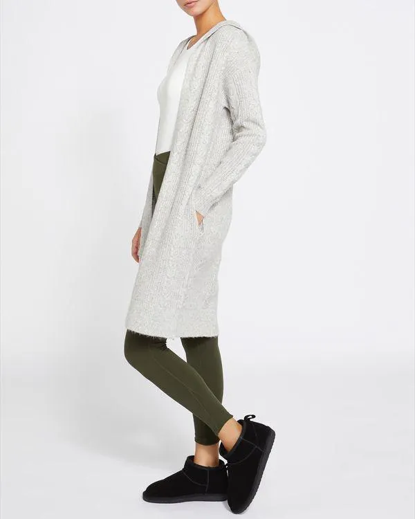 Hooded Cable Knit Longline Cardigan