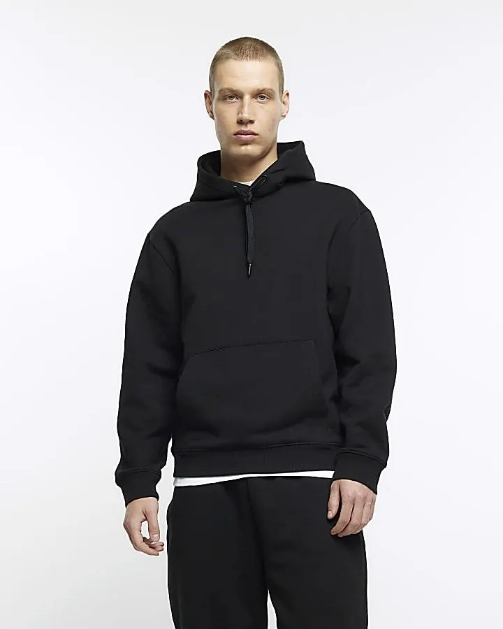 Black regular fit hoodie