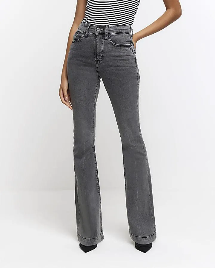 Grey high waisted tummy hold flared jeans