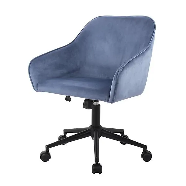 Arvor Blue Velvet effect Office chair (H)945mm (W)620mm (D)640mm