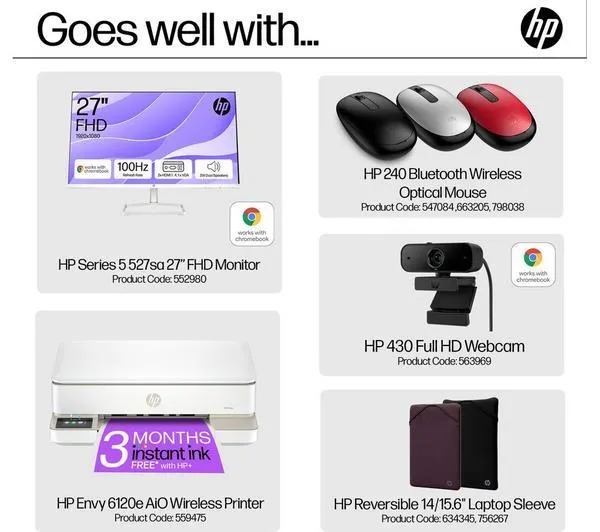 HP Chromebook Plus 15a-nb0502sa 15.6 n305 - Intel® Core™ i3, 128 GB SSD, Silver