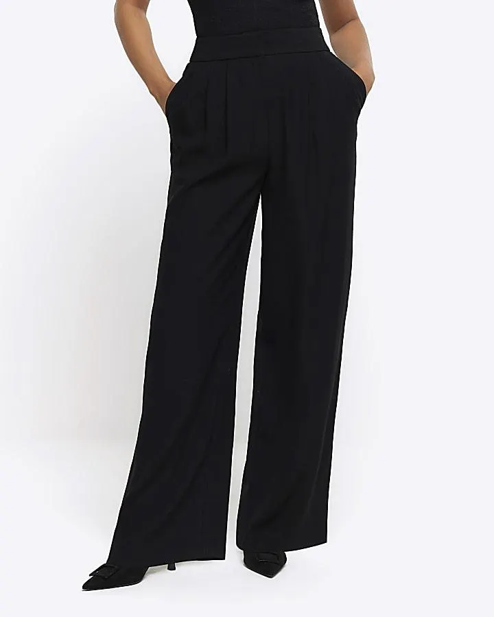 Black High Waisted Wide Leg Trousers