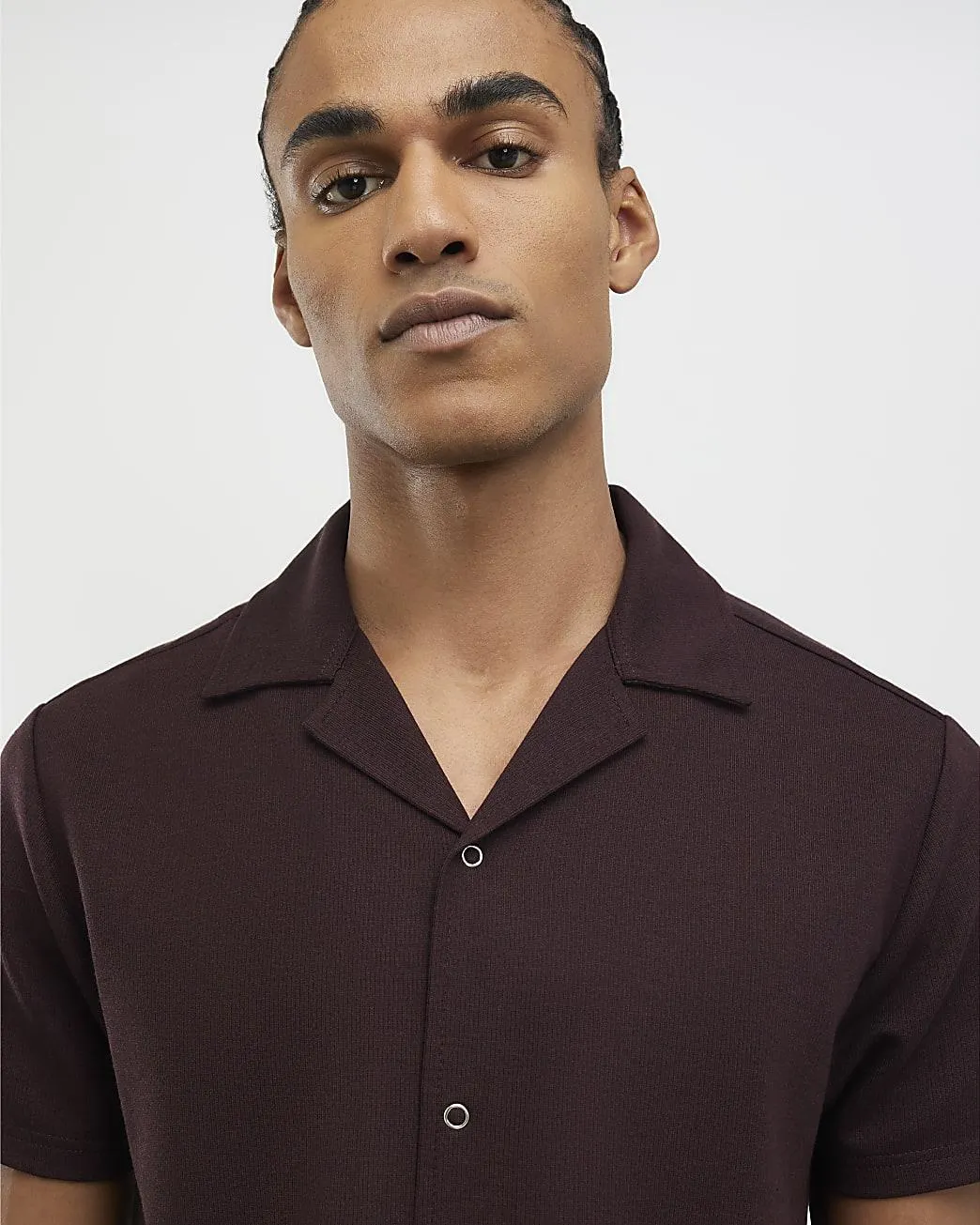 Red Muscle Fit Ring Snap Shirt