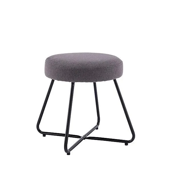 Turio Stone grey Linen effect Padded Stool