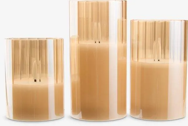 LED candle GLAM white/gold 3pcs/pk
