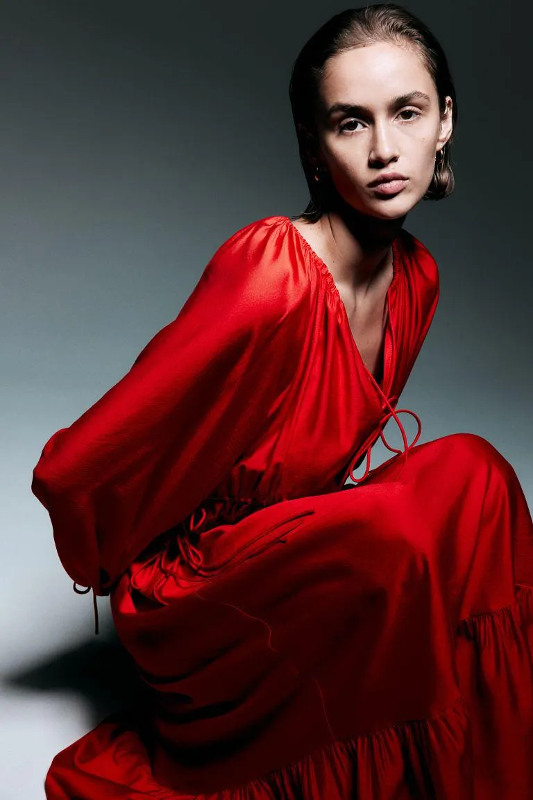 Drawstring-detail dress