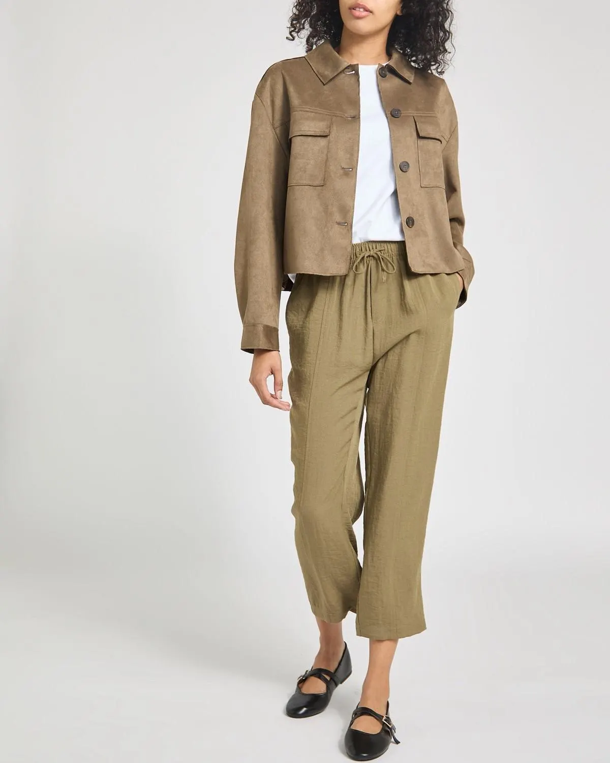 Casual Drawstring Crop Trousers