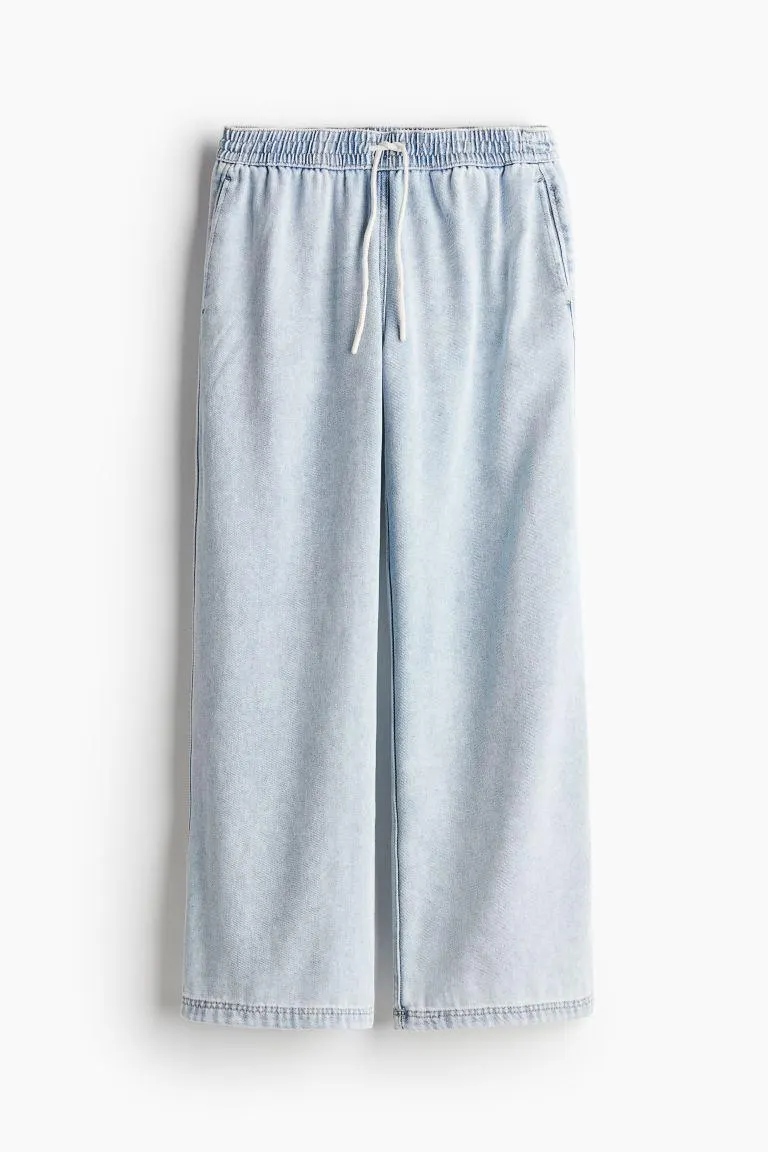 Denim pull-on trousers