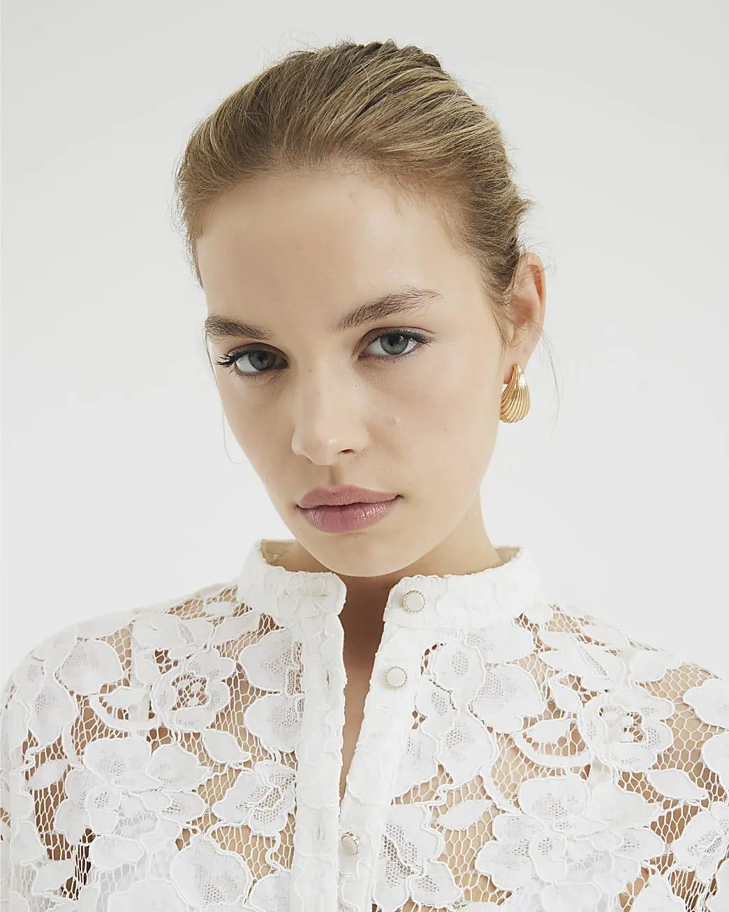 White Short Sleeve Lace Shirt