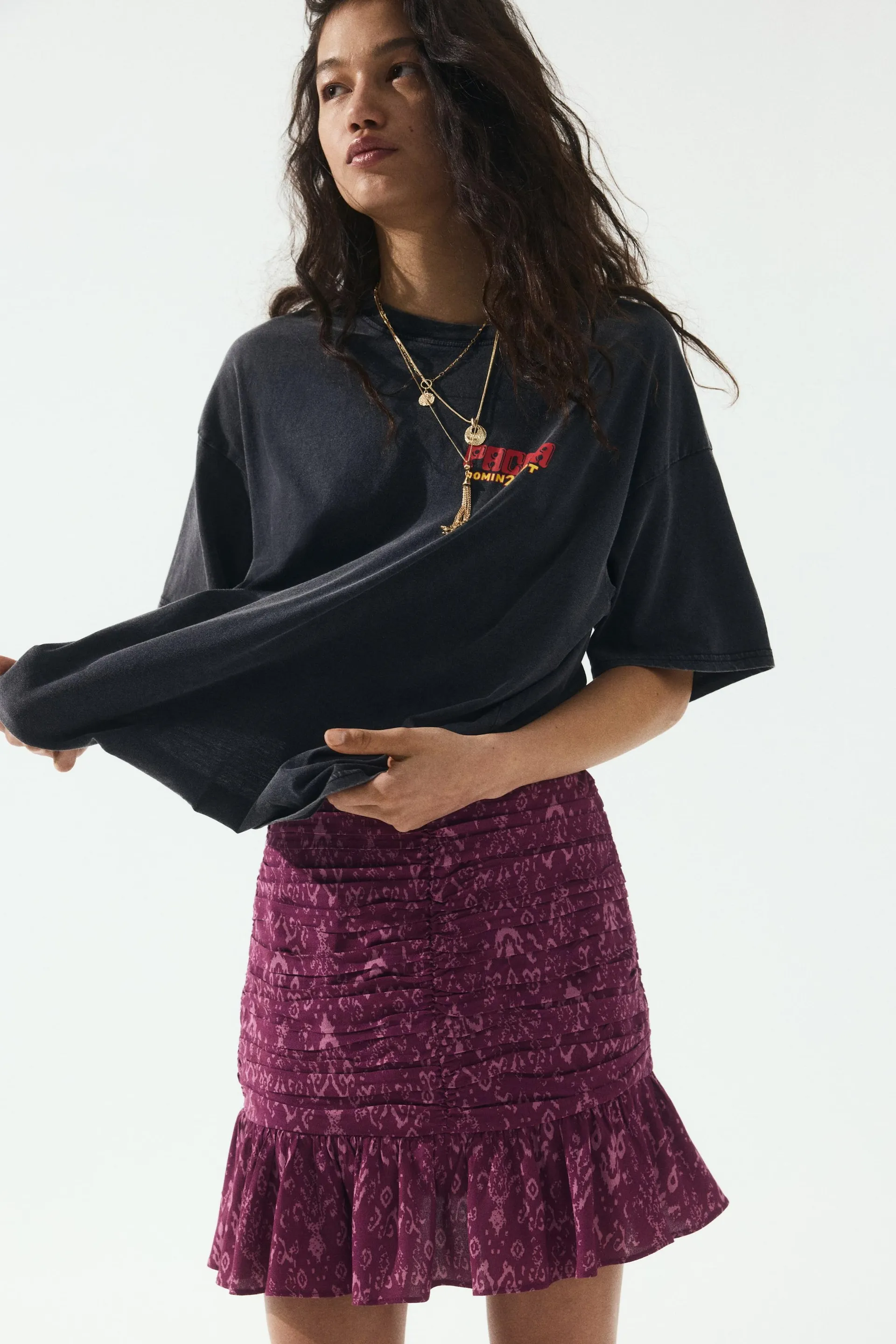 Gathered mini skirt