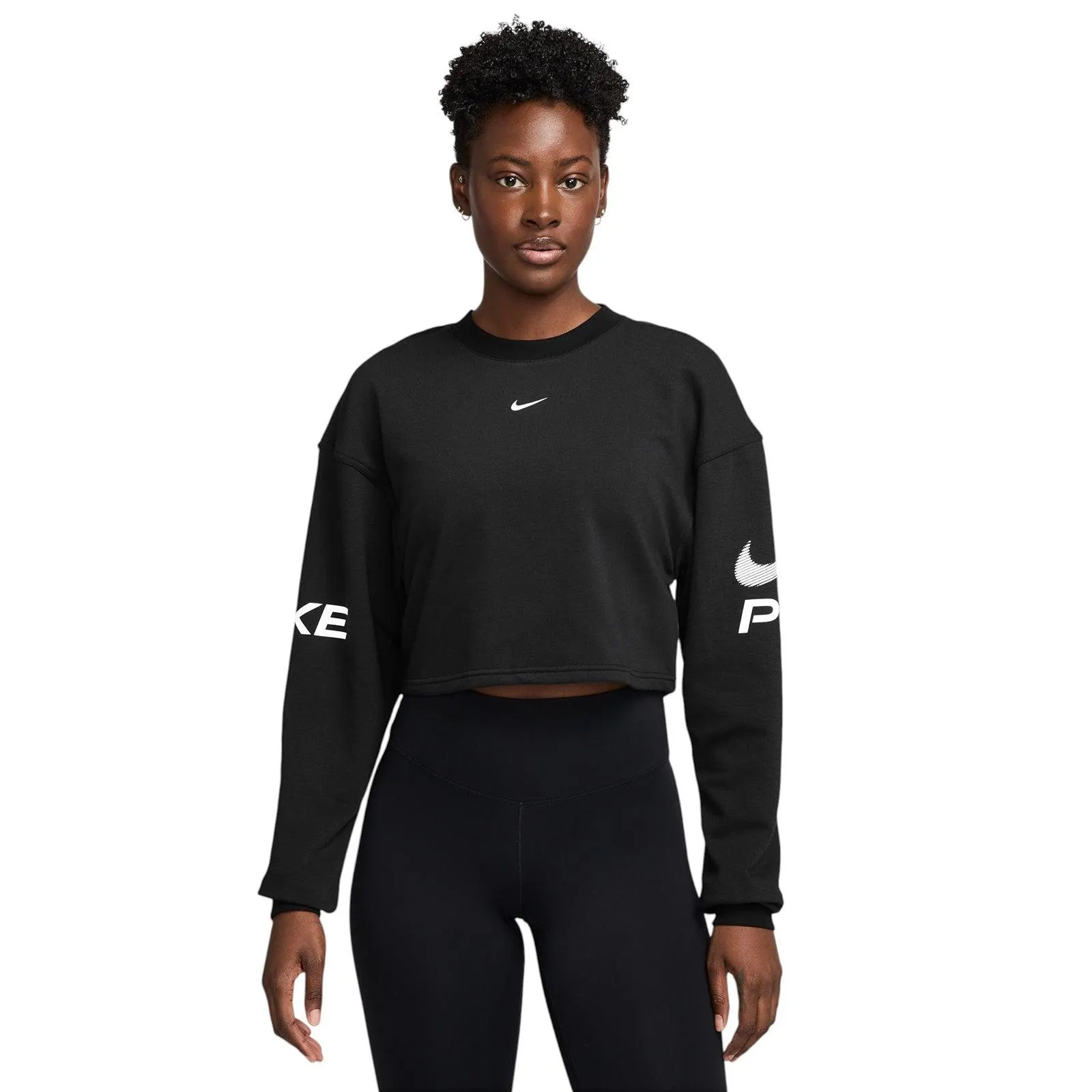 Nike Pro Womens Dri-FIT Loose Crew-Neck French Terry Sweatshirt