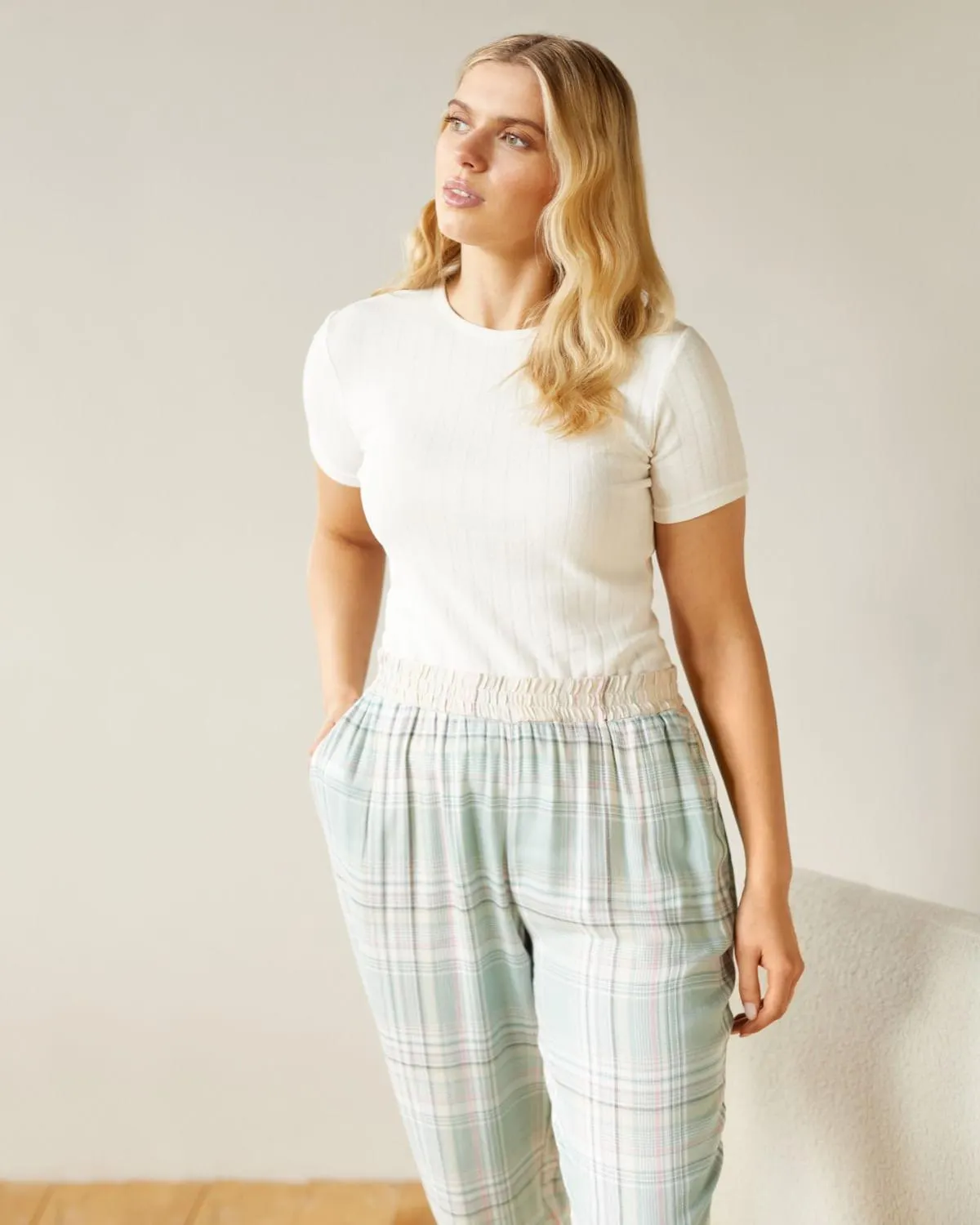 Cotton Pointelle Fitted Pyjama Top