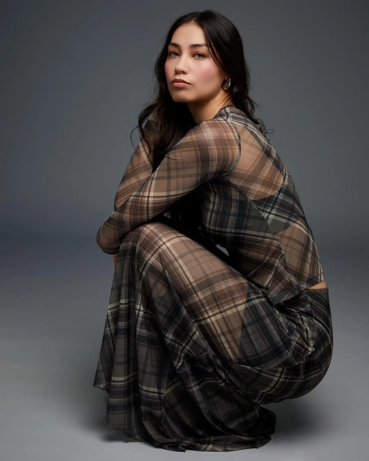 Savida Check Mesh Top