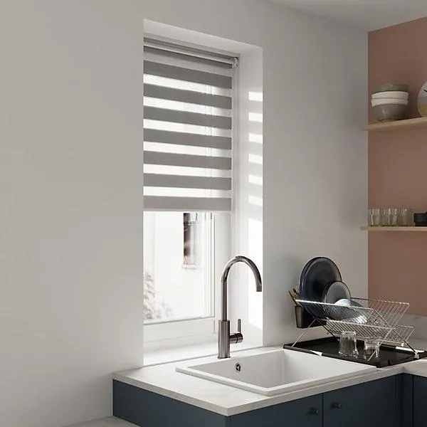 GoodHome Elin Corded Concrete grey Day & night Roller Blind (W)60cm (L)180cm