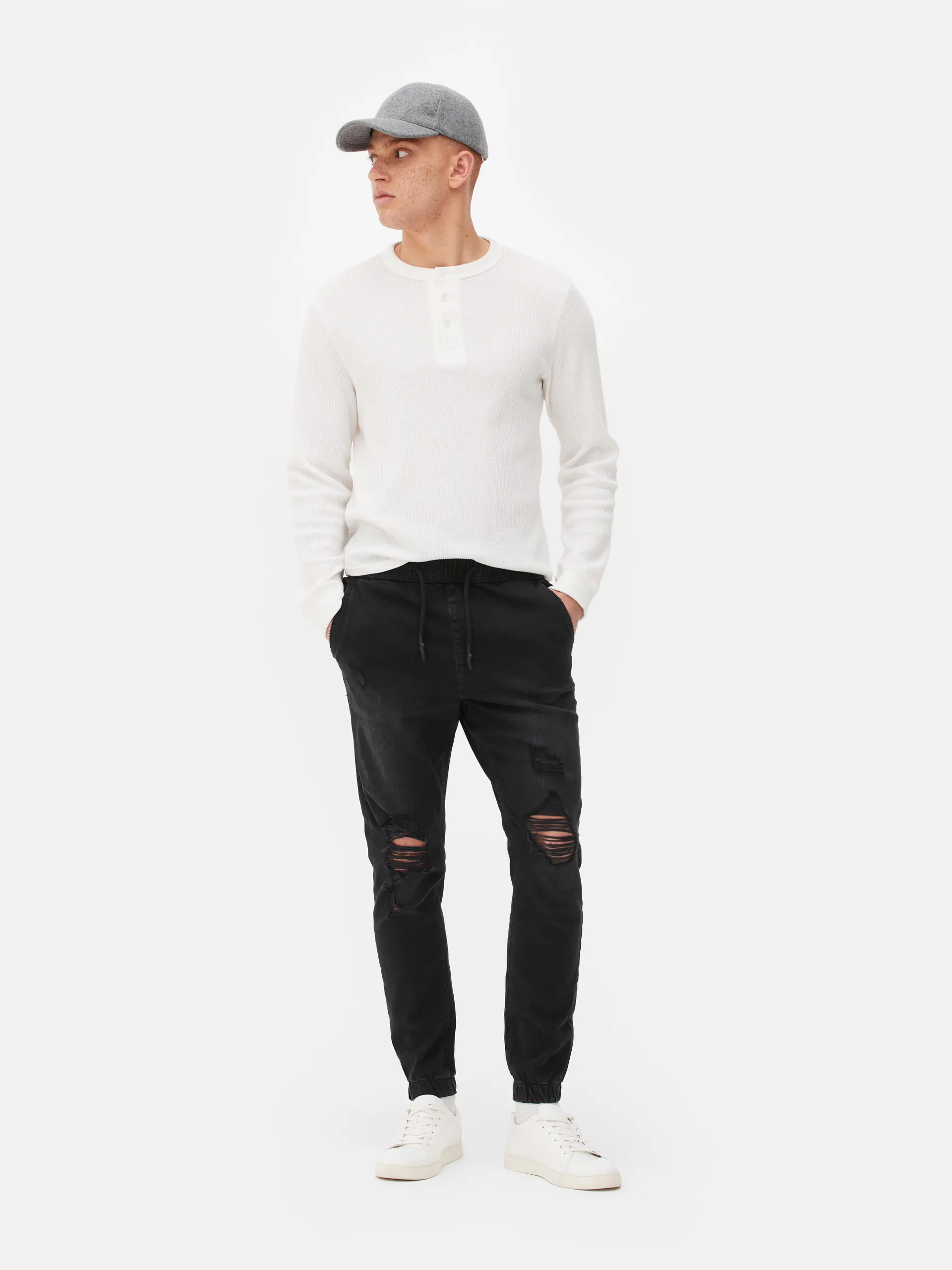 Cuffed Denim Joggers
