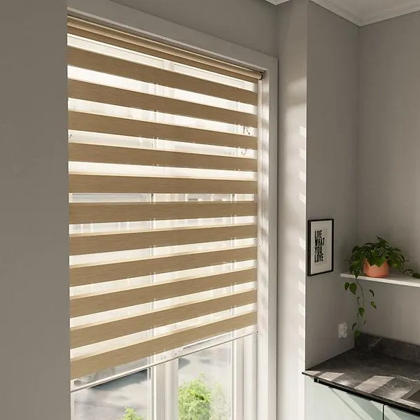 GoodHome Brize Corded Mottled natural Day & night Roller Blind (W)160cm (L)180cm