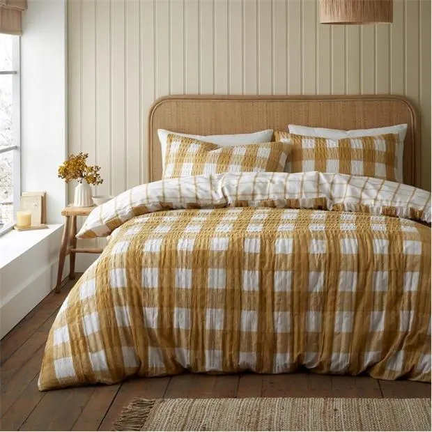 Seersucker Gingham Duvet Cover Set