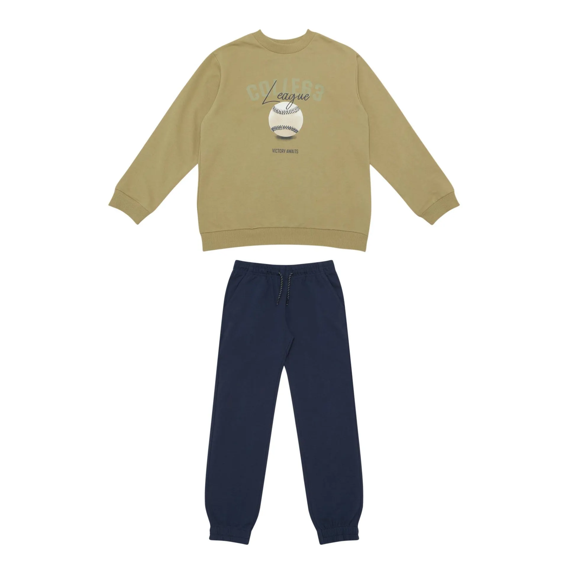 Baseball Sweatshirt & Track Pants Two-Piece Set