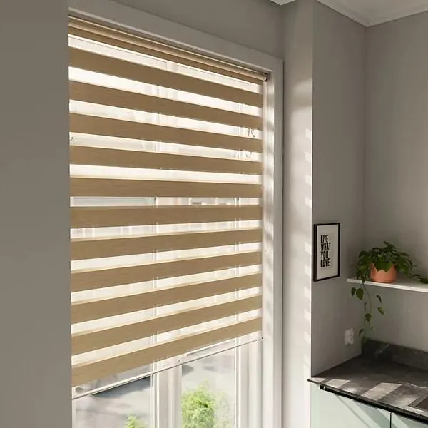 GoodHome Brize Corded Mottled natural Day & night Roller Blind (W)120cm (L)180cm