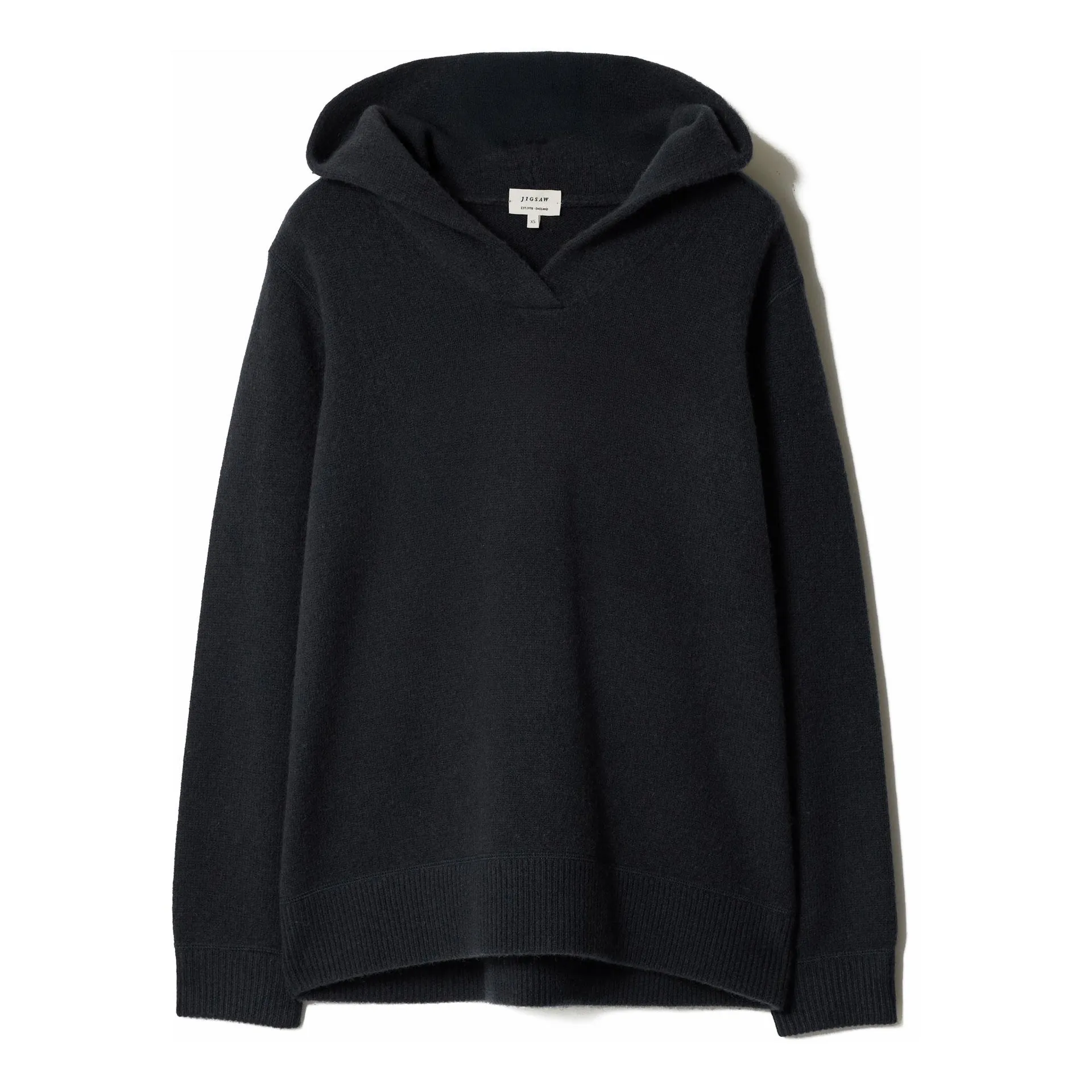 Ribbed Trim Knitted Hoodie