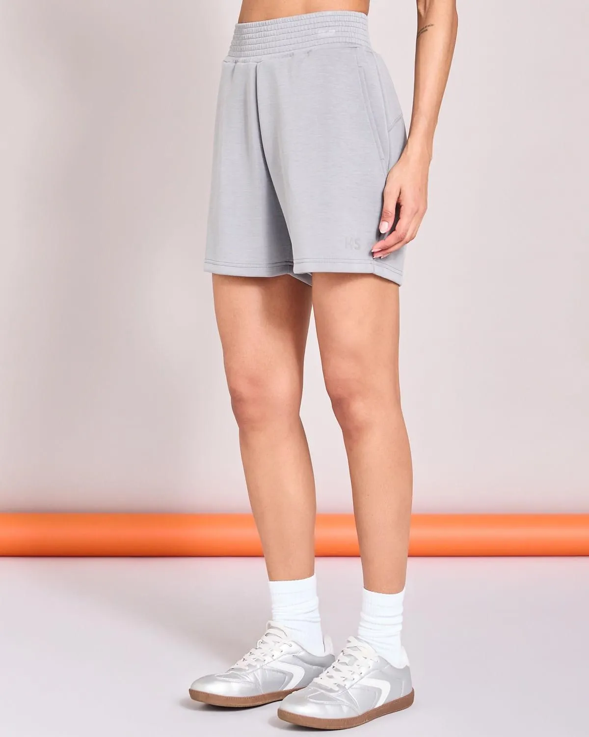 Helen Steele Soft Touch Grey Modal Gathered Waist Shorts