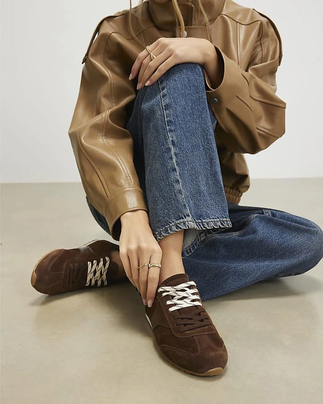 Brown Retro Suede Trainers