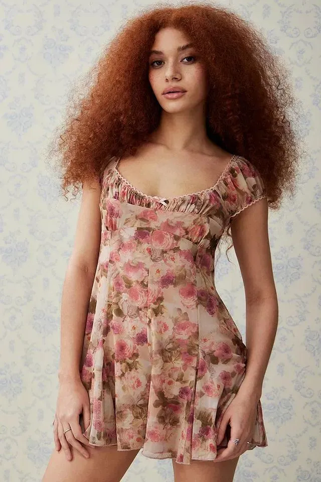 Kimchi Blue Kelsey Floral Mesh Playsuit