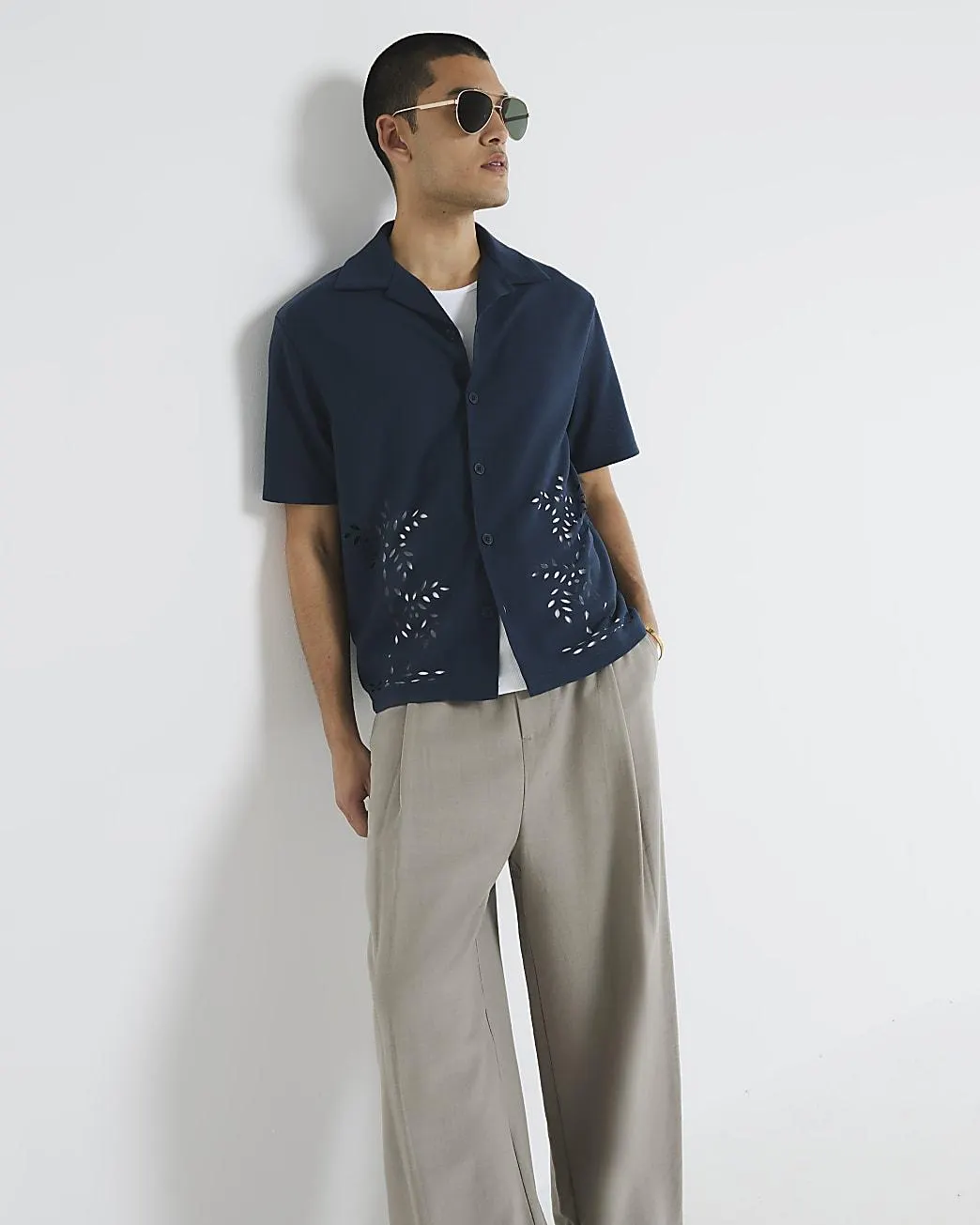 Navy Laser Cut Shirt