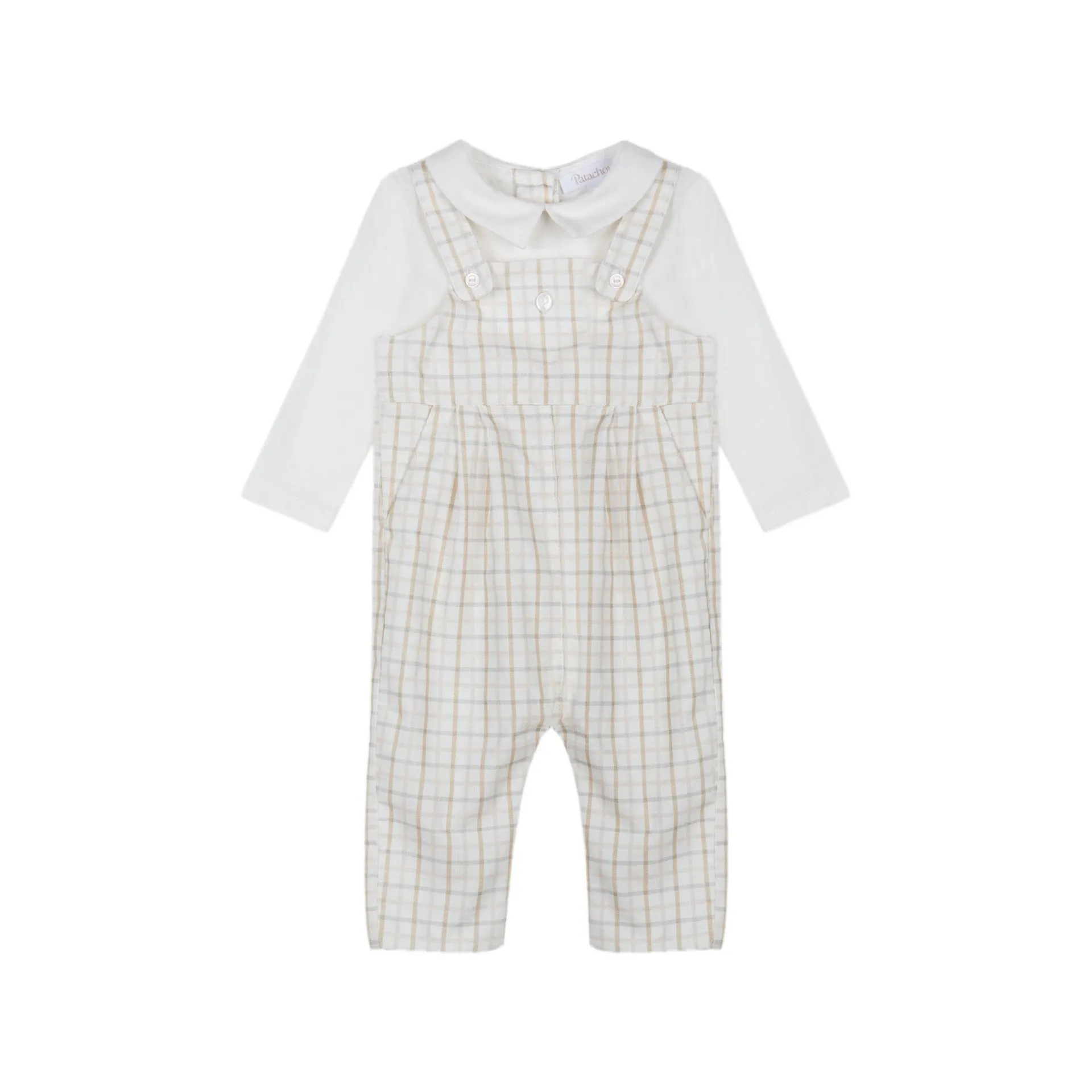 Top & Check Dungarees Two-Piece Set