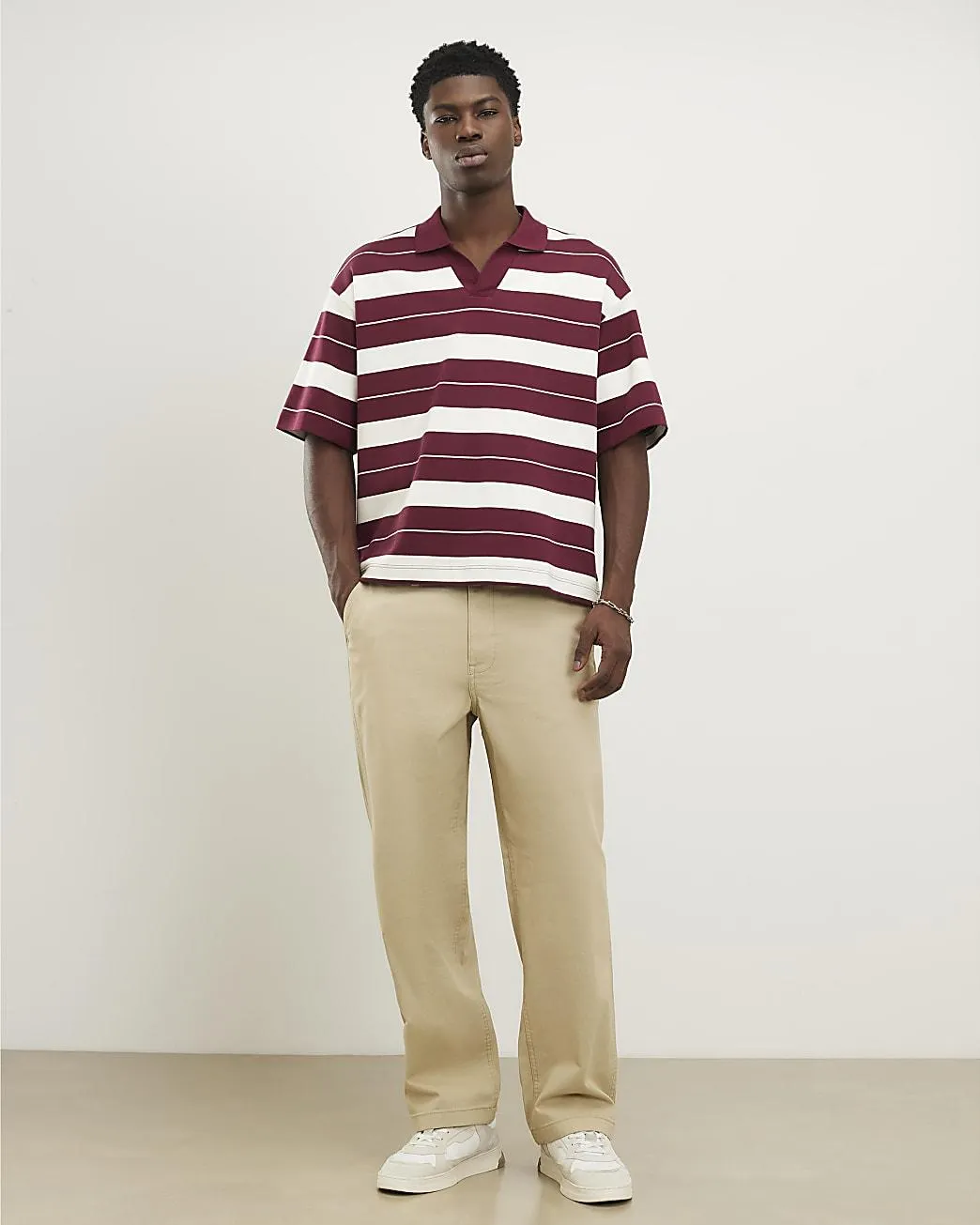 Beige Relaxed Fit Trousers