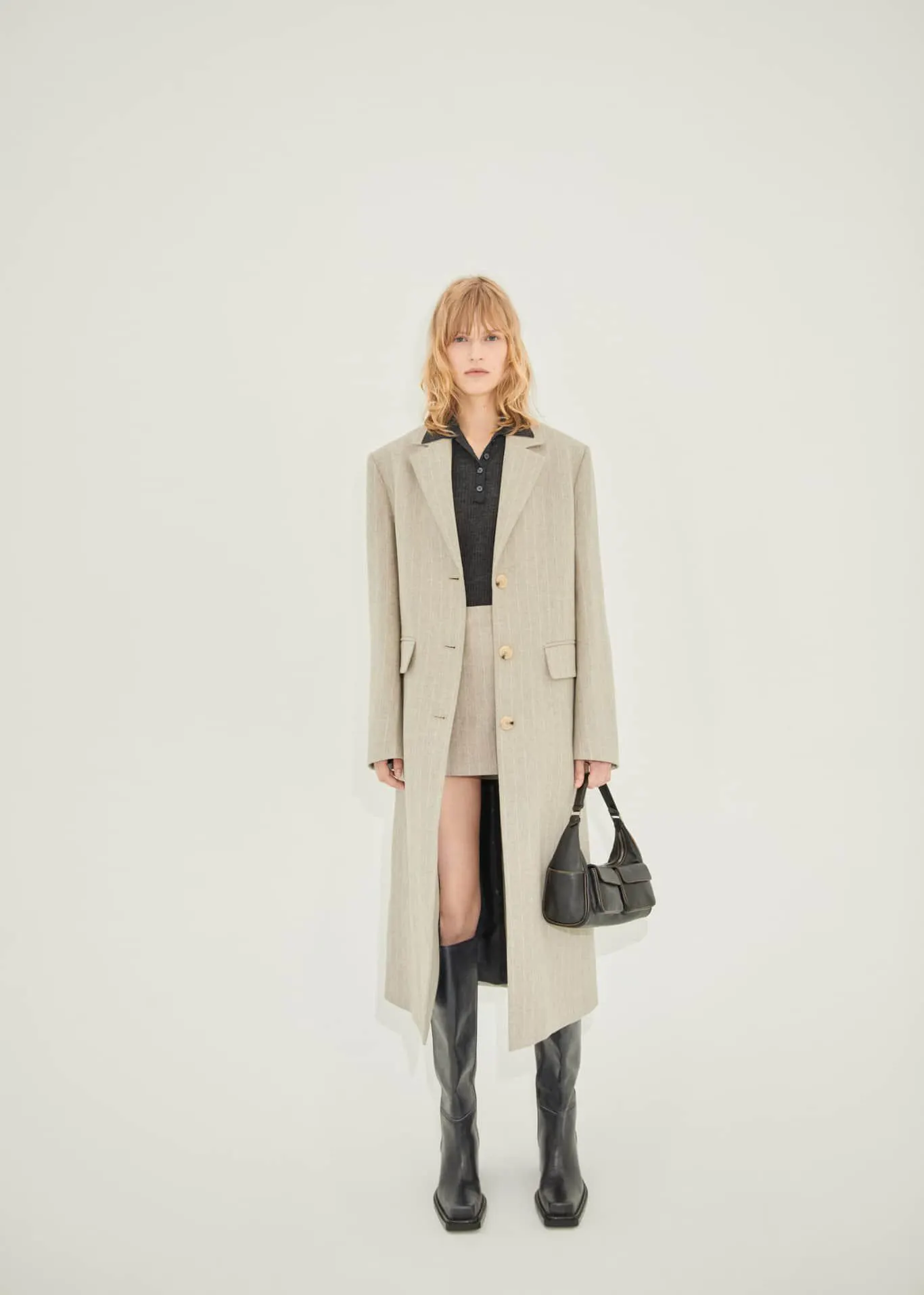 Pinstripe wool coat