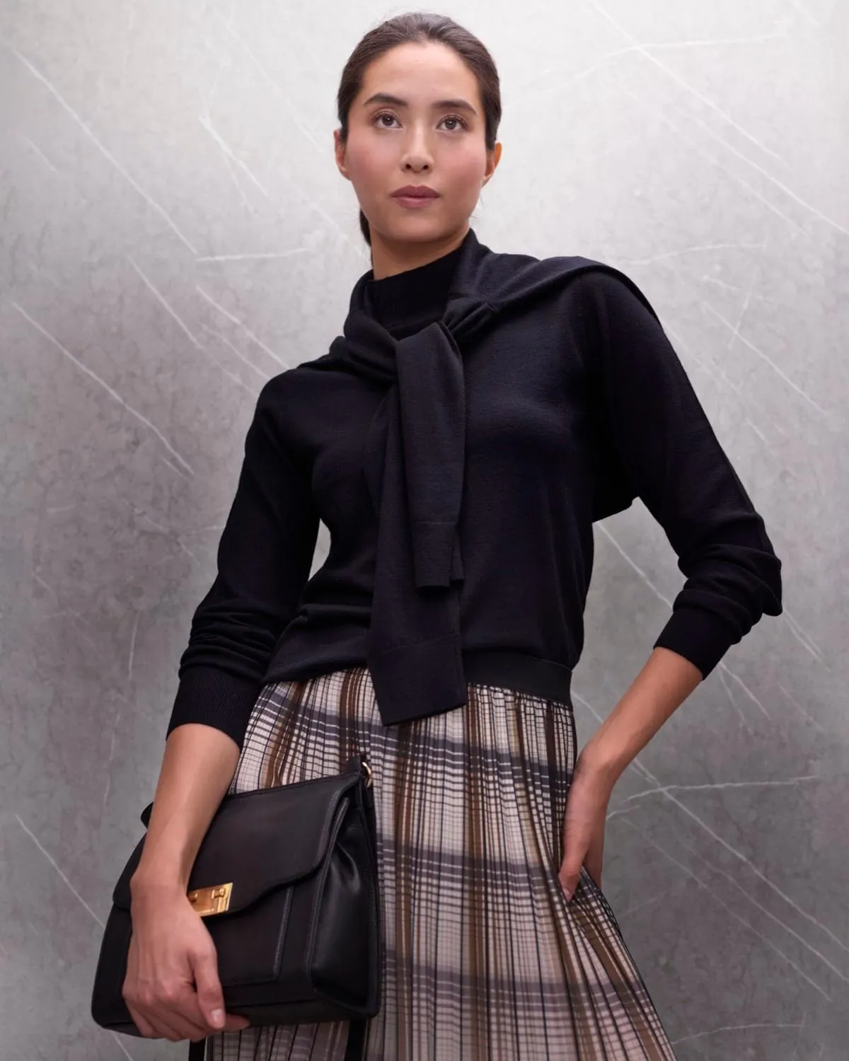 Paul Costelloe Living Studio Black Fine Gauge Merino Polo Jumper