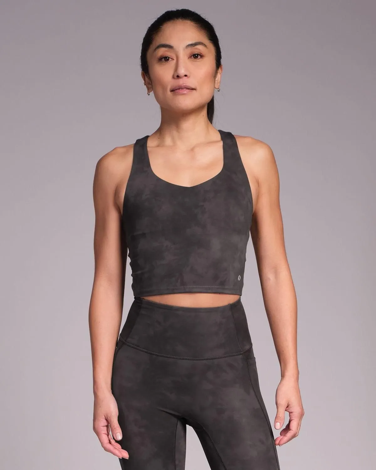 Powercut Freemove Cropped Vest Top Black Marble