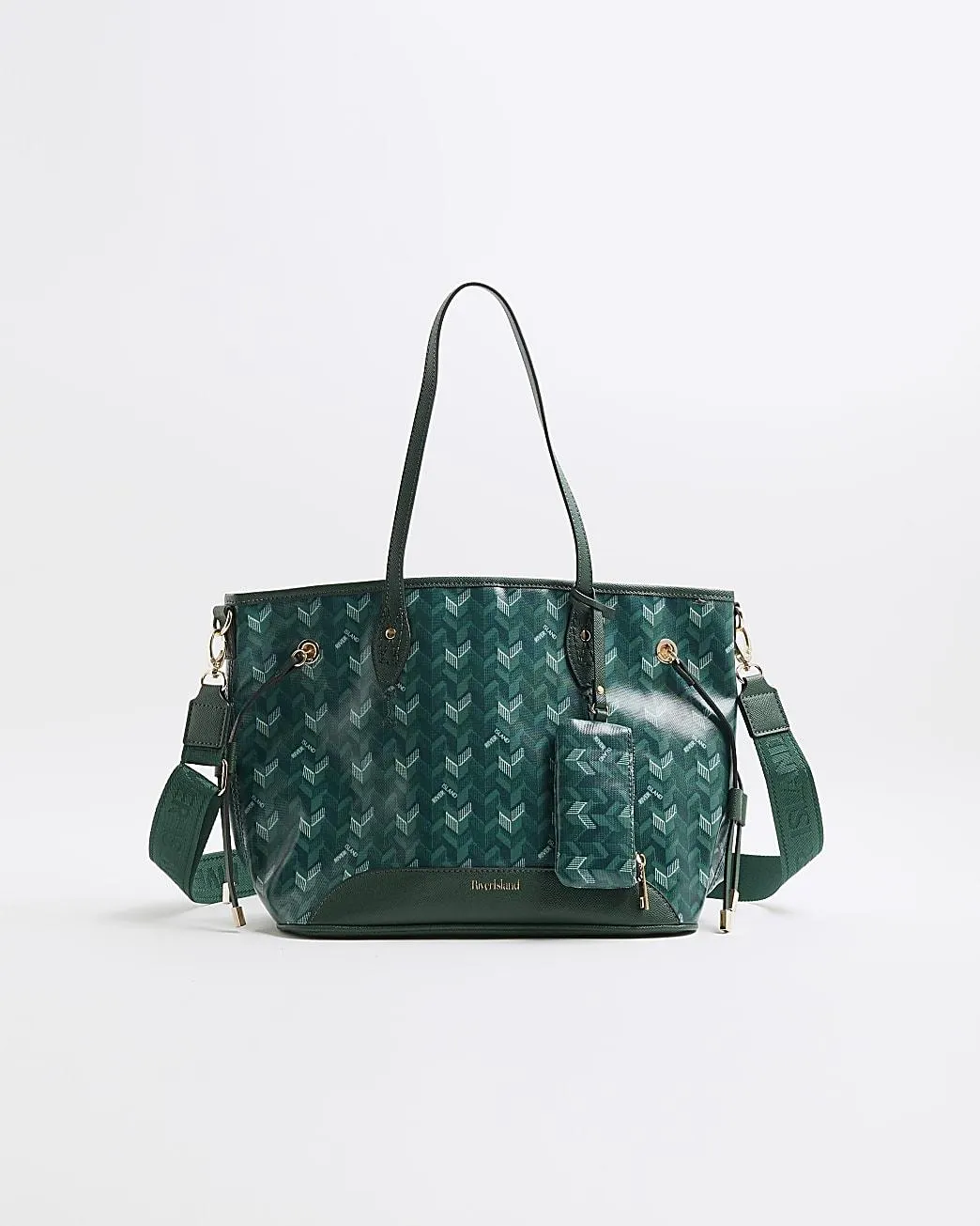 Green Geometric Side Tie Shopper Bag