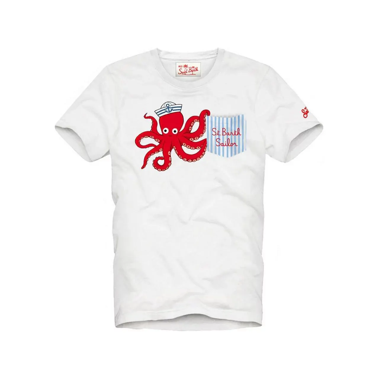 MC2 SAINT BARTH Sailor Octopus Stripe Pocket T-Shirt