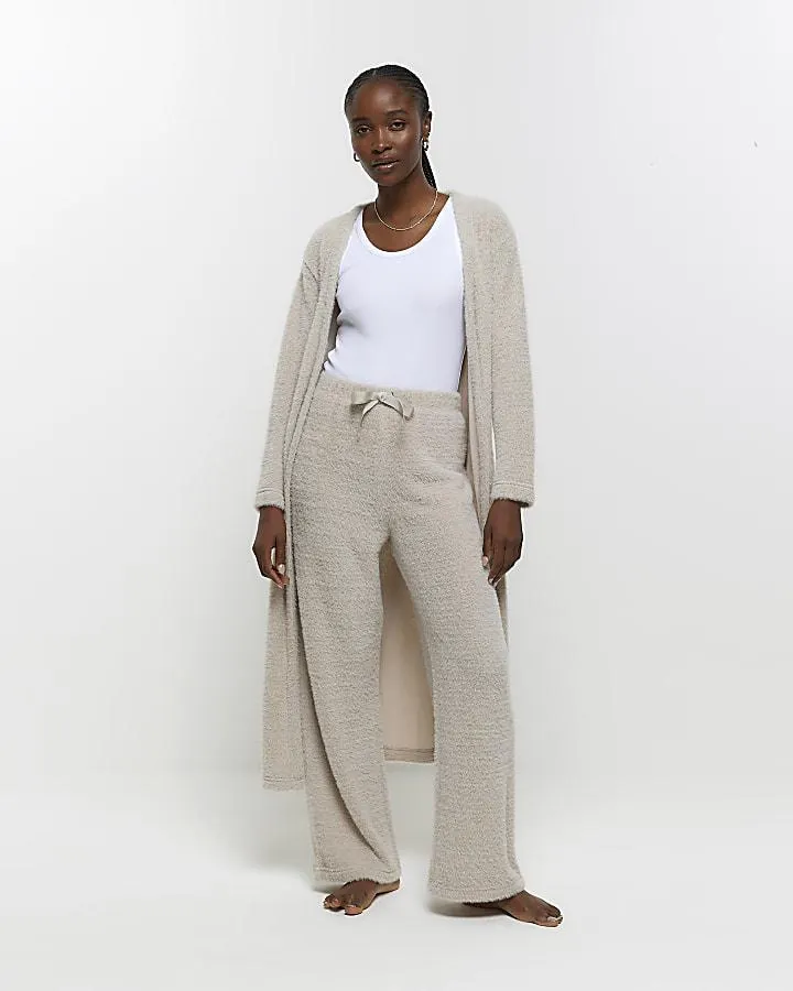 Grey faux fur lounge wide leg trousers