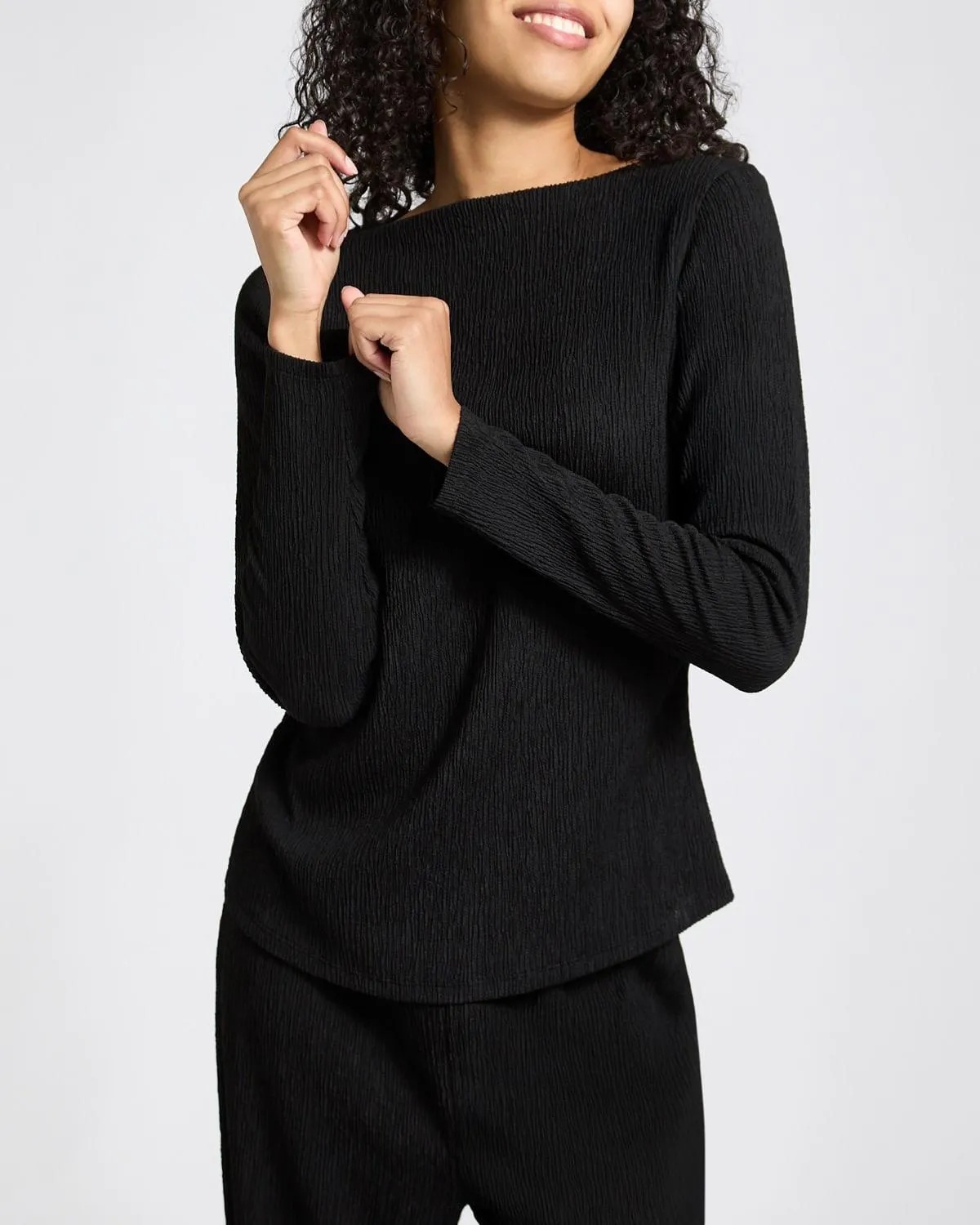 Long-Sleeved Crinkle Top