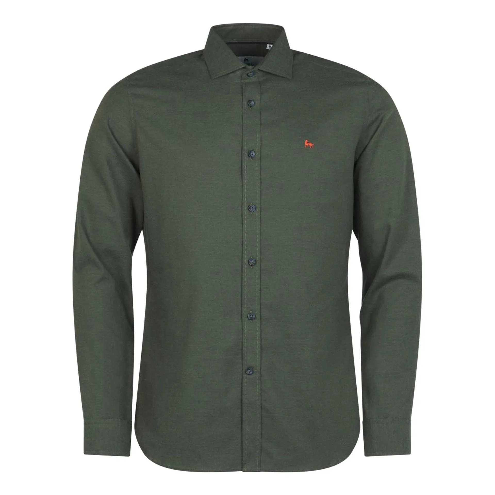 Dunross Brush Cotton Shirt in Forest Green