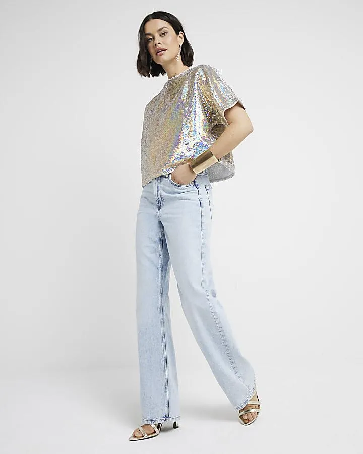 Gold iridescent sequin t-shirt