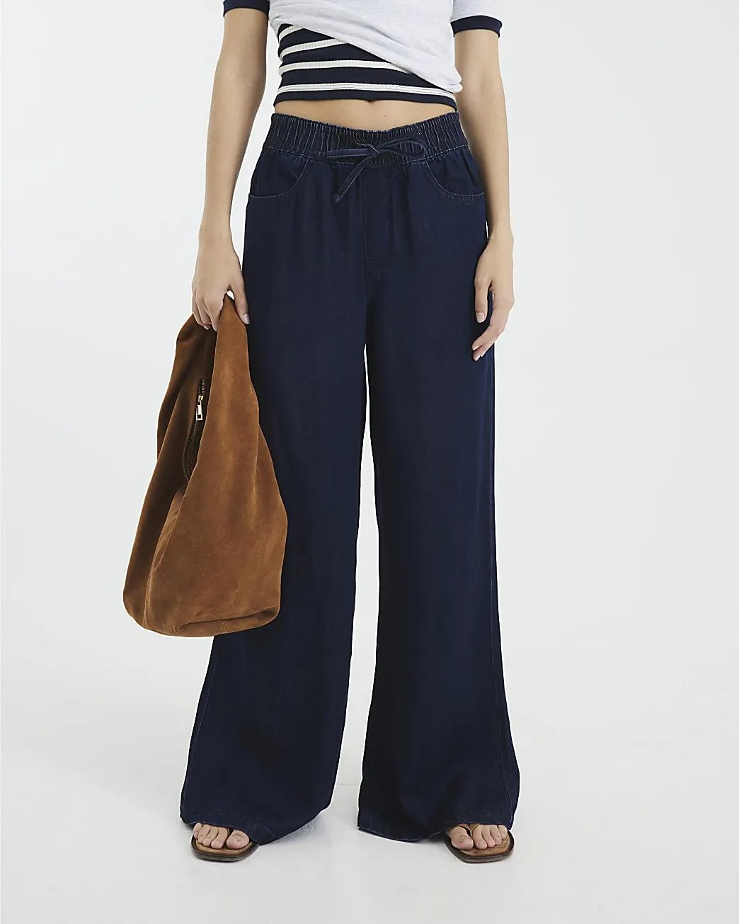 Blue Wide Leg Pyjama Style Jeans