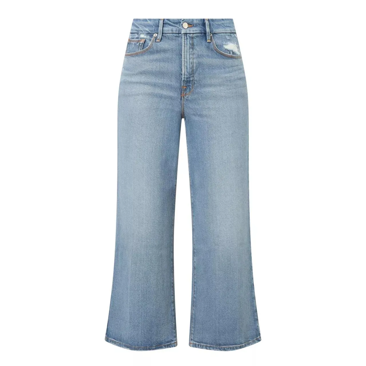 New in GOOD AMERICAN Soft-Tech Good Waist Wide Leg Cropped Jeans €187.00